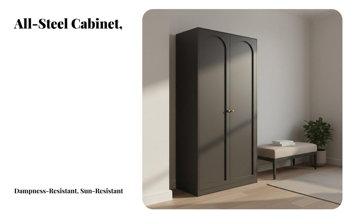 Sturdy and Long-Lasting Steel Clothes Closet Large Capacity Steel Clothing Cabinet Scratch-Resistant Finish Standalone Standing Metal Wardrobe Adjustable Shelves for Homeowners, Families, Students, Apartment, Home, Dressing Room, Dormitory