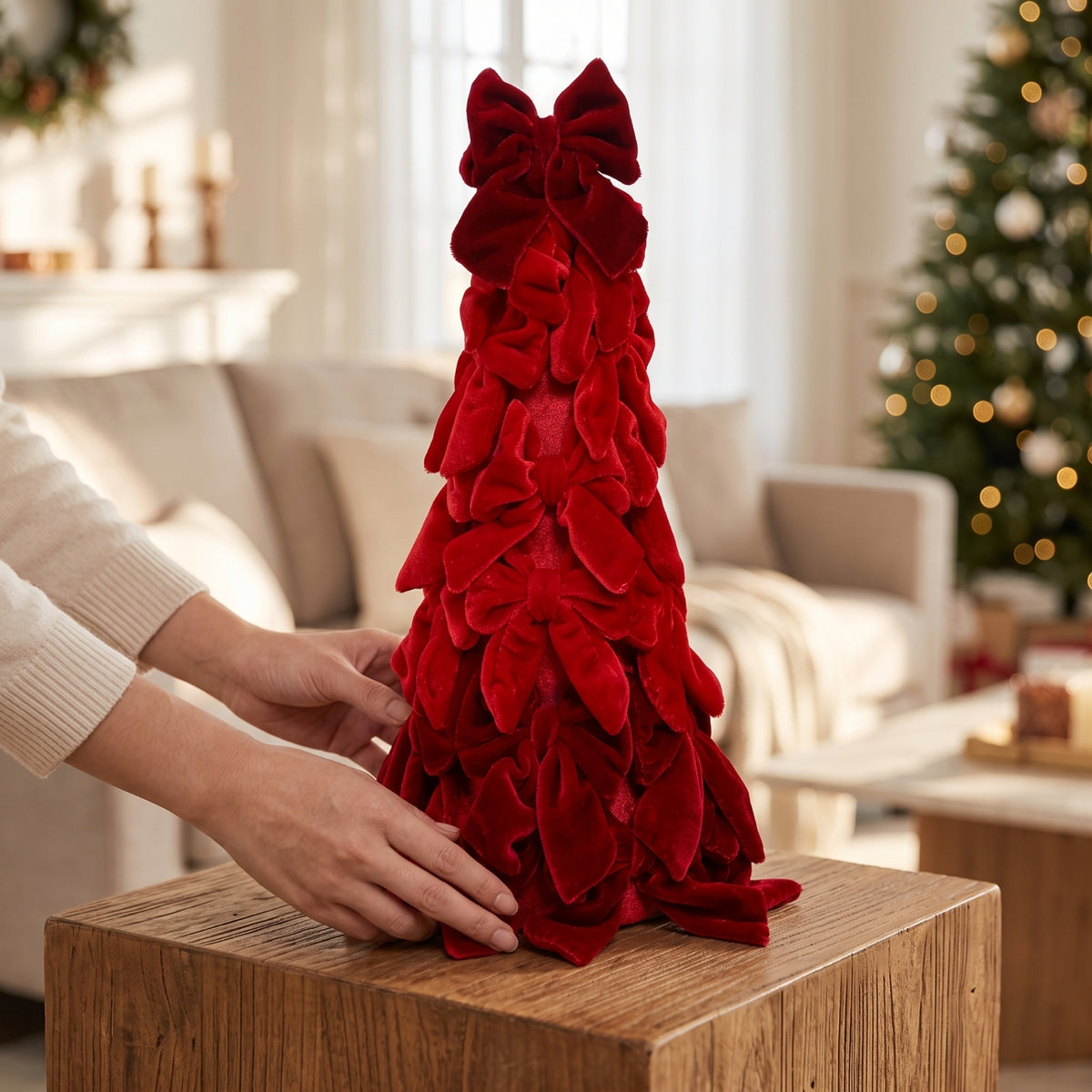Tabletop Christmas Tree Soft Christmas Tree Figurine Soft Ornaments for Shelf
