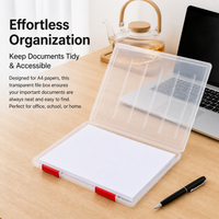 A4 Filing Box, Document Organiser Storage Box, Clear Synthetic Material for Office Workers & Students
