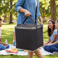 Travel Bag and Cool Bag for Food Delivery, Foldable Shopping Bags with Aluminum Foil Lining and Front Pocket, Party Food Delivery Bag, 1 Pack