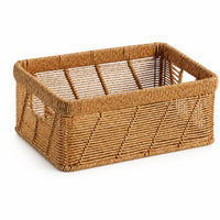 Faux Rattan Basket Transparent Storage Basket with Open Lattice Decorative