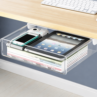 Under Desk Storage, Slide Out Under Desk Storage, Transparent 18L Desk Drawers for Home Office Polymer Organiser