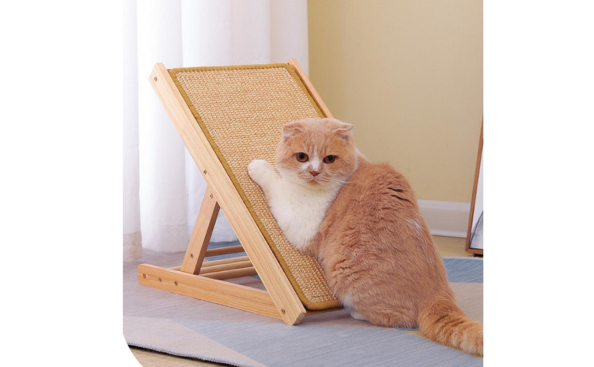 Cat Scratcher Ramp with Wooden Frame Adjustable Cat Scratcher Ramp Multi-Angle Pet Supply for Cats, Kittens, Living Room, Apartments