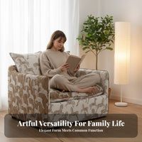 Down Feather Filling Horse Pattern Settee Removable and cleanable Cover 2-Seater Settee Padded padding Loveseat adaptable Use for Homeowners, Apartment Dwellers, Interior Designers, Living Room, Bedroom, Entryway, Office