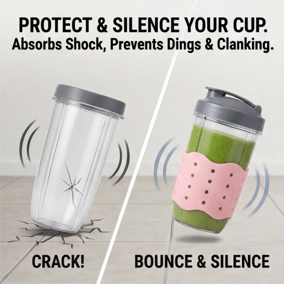 DIY Charm Silicone Boot Compatible with Nutribullet 900W & 600W Cups - Personalised Protective Sleeve with Holes for Shoe Charms - Anti-Slip Bottom Cover & Cup Identifier for Gym, Office & School