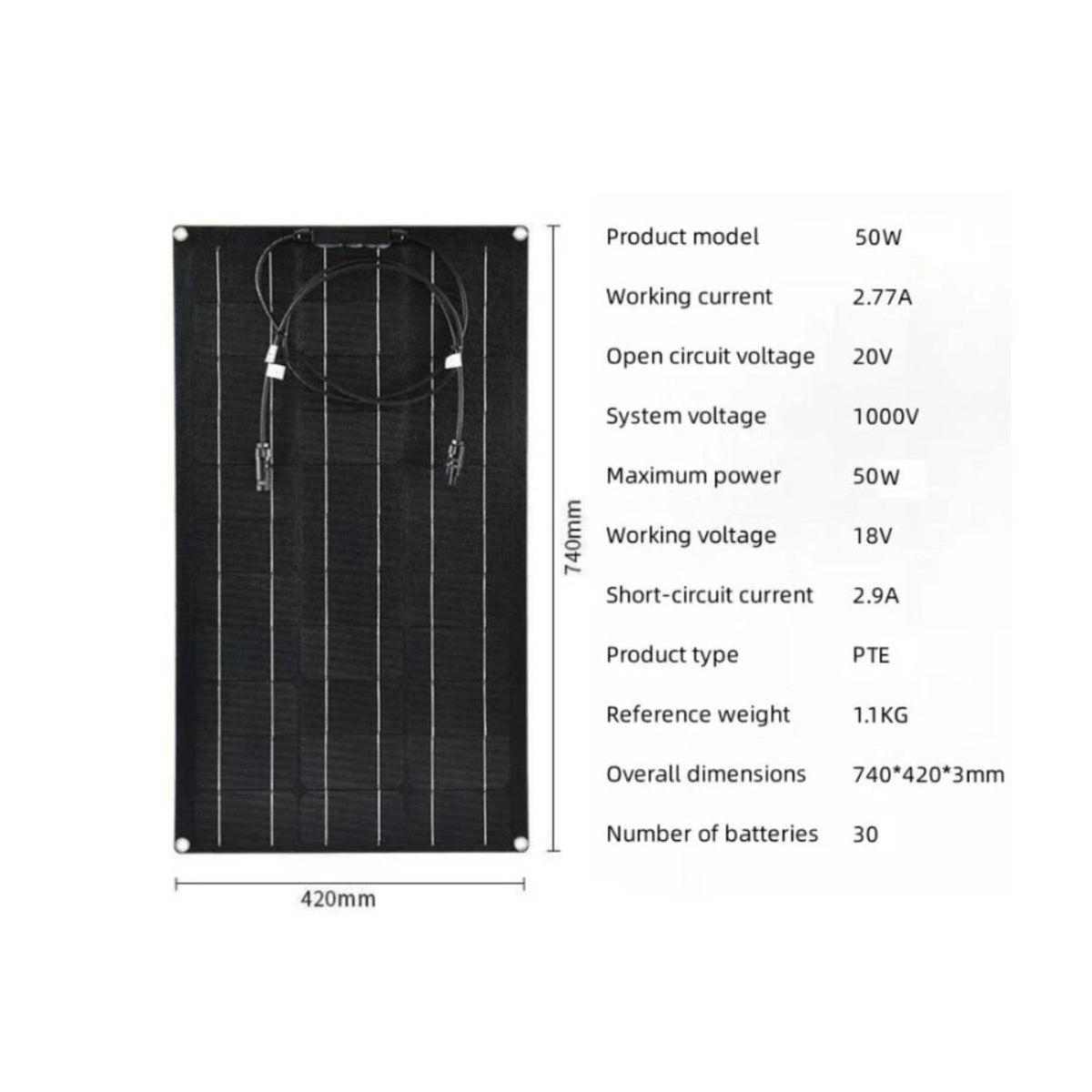 Lightweight Flexible Solar Panel Kit High Performance Portable Solar Panel Easy Installation Renewable Energy Equipment Long-Lasting for Outdoor, Camping