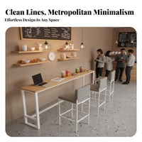 Solid Wood Bar Table Set Space-Saving Narrow Wall Bar Table Sturdy Construction Counter Height Dining Set for Homeowners, Couples, Restaurant, Kitchen