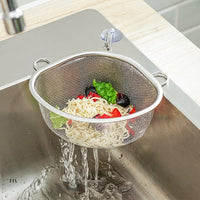 Kitchen Sink Drainer and Sink Strainer, Stainless Steel Leftover Food Strainer with Suction Cup, Home Kitchen Dishwashing Sink Net for Waste