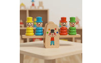 Fine Movement Skills Clown Stacking Balance Game Early Education Wooden Clown Stacker Educational Wooden Balance Toy Brain Development for Preschoolers