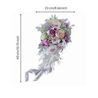 Handmade Korean Design Hand Floral Arrangement Realistic Look Pink and Purple Artificial Floral Arrangement Real Feel for Brides