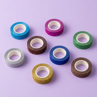 AGU Glitter Washi Tape Set, Sparkle Rolls for Scrapbooking Decoration, DIY Enthusiasts Craft Supplies, 15mm Wide, 10m Length