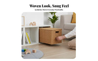 Woven Box with Lid Natural Aesthetic Lidded Woven Bin Stackable Design