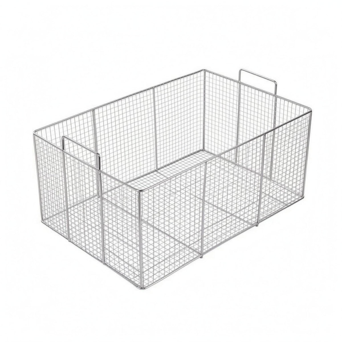 Fine Mesh Stainless Steel Fry Basket Rectangular Deep Fryer Basket Flat Base Kitchen Tool Reinforced Rim