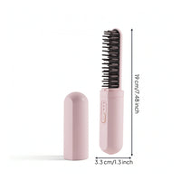 Type-C Charging Cordless Hair Straightener Brush Portable Hair Straightener Brush Compact Straightening Comb 3-Speed Temperature for Travelers