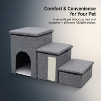 Dog Steps for Bed and Sofa with Foldable Space Saving Design, Pet Stairs for Small with Anti-Slip Bottom, Bedroom Living Room
