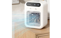 Compact Mini Air Cooler White Evaporative Air Cooler Perforated Vents Mist Fan Humidifying