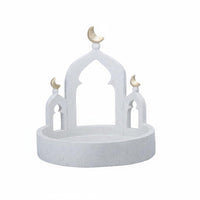 Middle Eastern Architecture Ornament Arabic Style Ramadan Decoration Gold Accents Eid Mubarak Decor for Dining Table, Living Room