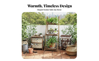 Floor-Standing Design Multi-Tier Shelving Multi-Level Vintage Aesthetic Etagere with Cabinet Complimentarystanding Plant Stand Versatile for Book Lovers, Apartment Dwellers, Homeowners, Living Room, Balcony, Home Office, Bedroom