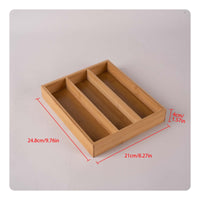 Bamboo Drawer Organizer Natural Cutlery Tray Shallow for Kitchen