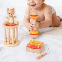 4 Pieces Percussion Toy with Xylophone Rhythm Wooden Percussion Set Educational Wooden Xylophone for Playroom