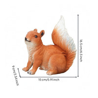 Textured Coat Squirrel Garden Statue Bushy Tail Resin Squirrel Ornament Molded Animal Sculpture Lightweight