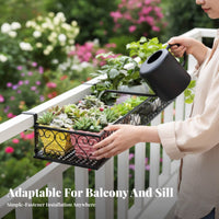 Space-Saving over-the Pot Holder Easy to Hang Balcony Planter Box Anti-Rust Finish ing Rack Sturdy Construction for Apartment Dwellers, Plant Lovers, homeowners, Patio, Porch, Fence