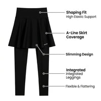 Skirted Leggings for Women with High Waist and Integrated Overlay, Stretch Cropped Length Skorts for Gym Running Tennis