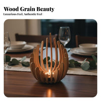 Wooden Lotus Candle Holder DIY Assembly Lotus Flower Candle Holder Handmade Casting Lamp for Wedding, Spa, Meditation