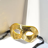 Cutout Eye Openings Mirror Mosaic Mask Reflective Disco Ball Mask Contoured Face Covering Elastic Strap