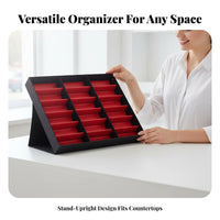 Large Capacity 18-Slot Glasses Box Standing Eyewear Display Case Scratch Protection for Retailers, Closet