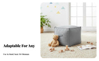 DIY Filling Unstuffed Pouf Cover Storage Solution Unstuffed Ottoman Slipcover Space Saving Floor Cushion Case Multifunctional for Homeowners, Students, Living Room, Playroom, Reading Nook, Entryway