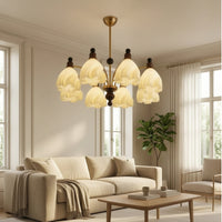 8-Head Chandelier Hardwired Petal Chandelier Pendant Light Multi-Arm Ceiling Fixture Layered for Living Room, Entryway
