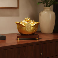 Ceramic Treasure Bowl Prosperity Ceramic Prosperity Bowl Fortunate Treasure Basin with Ingots for Entryway