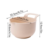 Glossy Salad Bowl with Handle Ergonomic Mixing Bowl with Pour Spout Easy-Grip Dishwasher Safe for Students, Kitchen, Small Apartments, Dorm Rooms
