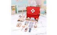 Ages 3+ Wooden Doctor Kit Cloth Bag Pretend Doctor Set for Children