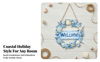 Sea Star Coastal Wreath Sign Easy to Hang Beach Welcome Sign Lightweight Wooden Door Hanger Long-Lasting
