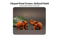2 Pieces Ebony Wood Elephant Statues Craft Wooden Elephant Statue Good Luck Charm Tabletop Ornament for Art Collectors, Bedroom, Office, Shelf