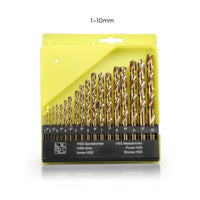 19 Pieces High-Speed Steel Twist Drill Bit Set HSS Drill Bit Set with Case Spiral Fluted Tool Black and Gold for Woodworking