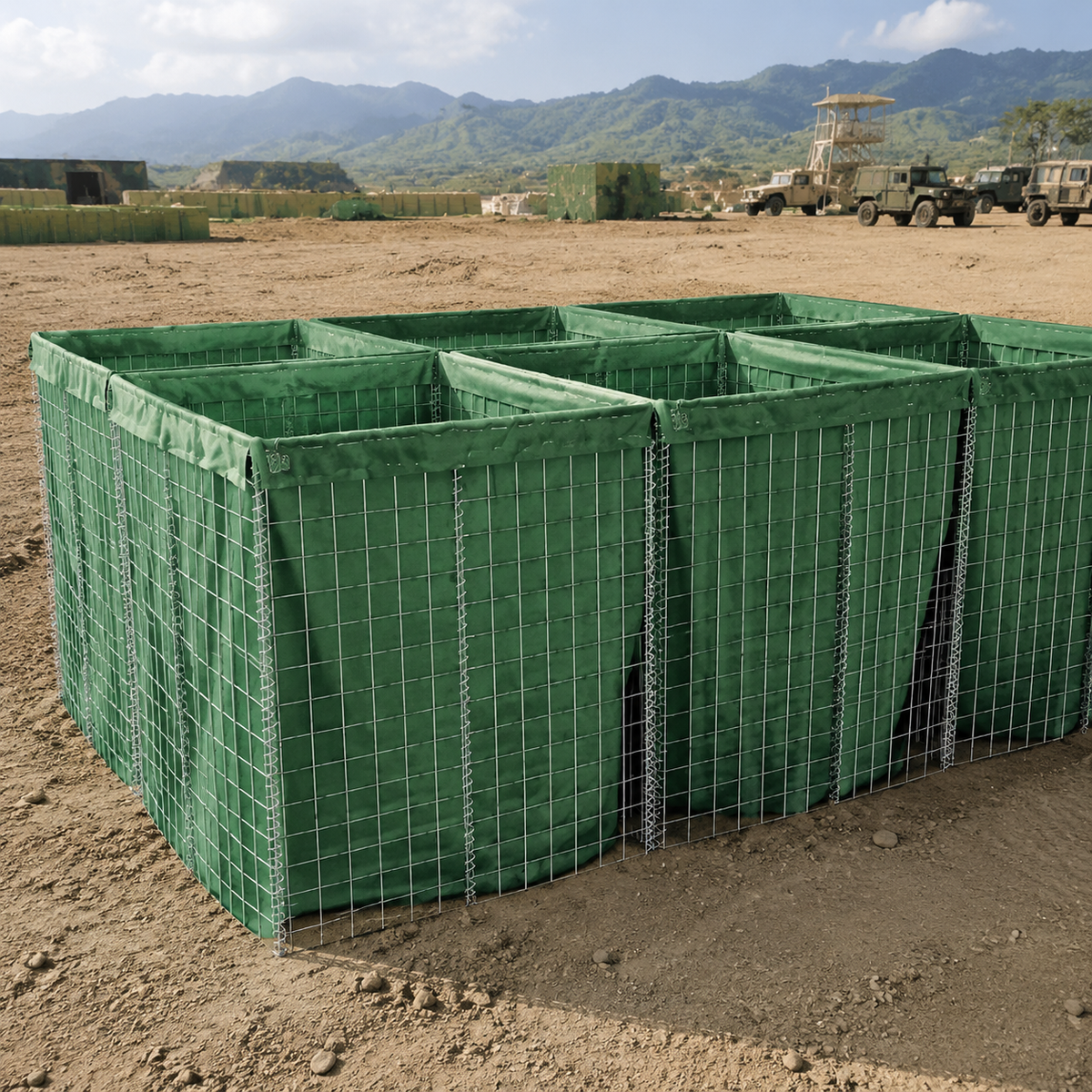 Gabion, Defensive Barrier, Welded Galvanized Steel Wall 76.2 mm, for Military Defense and Flood Control