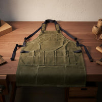Waxed Canvas Work Apron Stain-Resistant Heavy Duty Waxed Canvas Apron Customizable Fit for Artists, Baristas, Garage