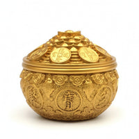 Treasure Basin luck Treasure Bowl Golden Basin with Lid for Collectors, Entryway