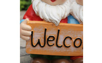Hand-Painted Welcome Sign Gnome Colorfast Resin Gnome Ornament for Patio, Front Porch