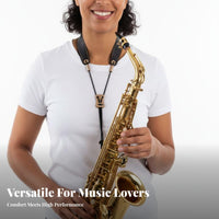 Universal Compatibility Saxophone Neck Strap Metal Hook Adjustable Sax Strap Ergonomic Design for Children, Beginners