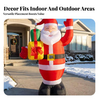 Self-Inflating Blower Standing Santa Inflatable Black Base Inflatable Santa Saint Nick Bearded Holiday Decor Festive for Outdoor, Lawn