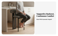 Nordic Design Upholstered High Stool with Woven spinerest Retro design Bar Chair Padded Seat Household Furniture Built-in Footrest for Homeowners, Interior Decorators, Restaurant Owners, Kitchen Island, Counter, Cafe, Dining Room