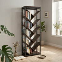 Leaning Tree Shelf Modern Exposed Shelf Bookcase Space-Saving