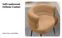 Soft and Comfortable Plush Barrel Chair High-Density Foam Cushion Vanity Stool Wide Seat Indoor Furniture Wavy Backrest Design for Homeowners, Adults, Students, Makeup Room, Dressing Area, Bedroom, Home Office