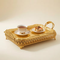 Serving Tray with Handles Elegant Metal Serving Tray Stylish for Tea Service, Coffee Table