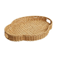 Wicker Tray with Handles Decorative Rattan Serving Tray with Handles Rustic Woven Serving Basket for Kitchen