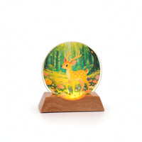 Acrylic Night Light with Wooden Base Illuminated LED Night Light Printed